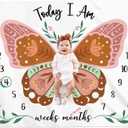 Boho Baby Blanket Butterfly Monthly Milestone Bohemian Floral Girl Photo Prop Sage Green and Pink Blanket Ideas for Personalized Baby Stuff Shower Newborn Decorations Nursery Gift Decor Mom