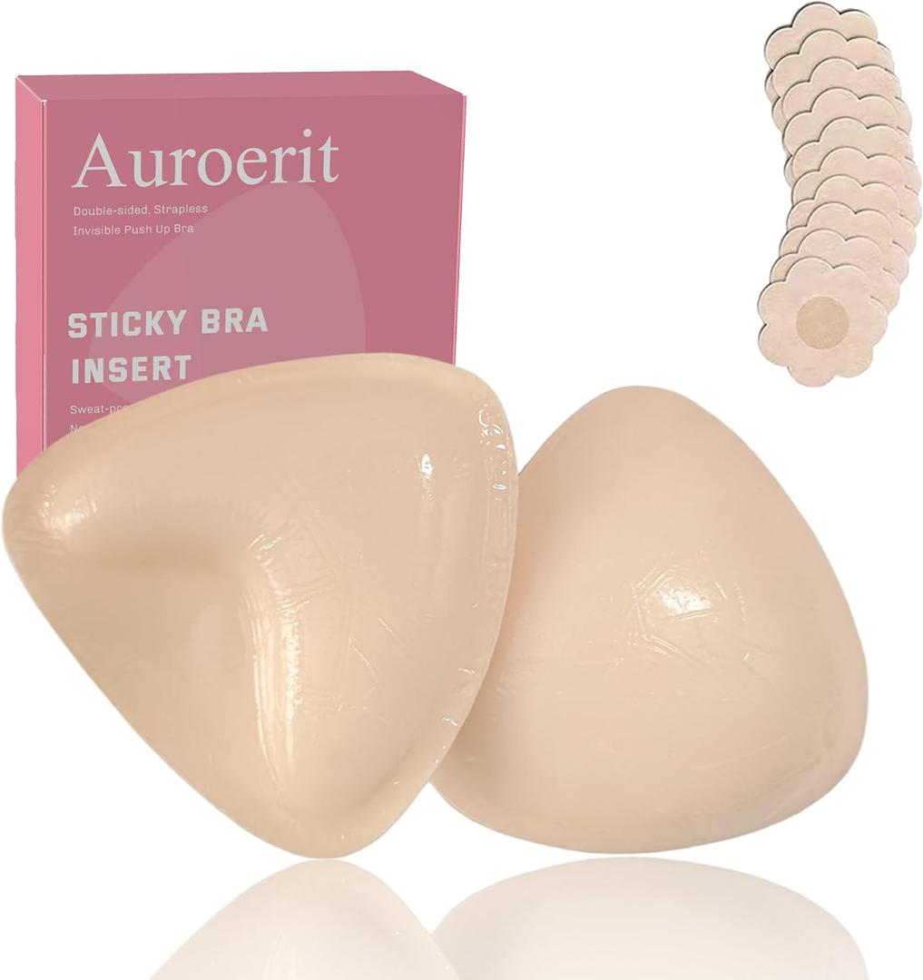 Sticky Bra Inserts,Reusable and Waterproof Double Sided Push Up Sticky Bra for Women Dresses Bikinis, Size: B