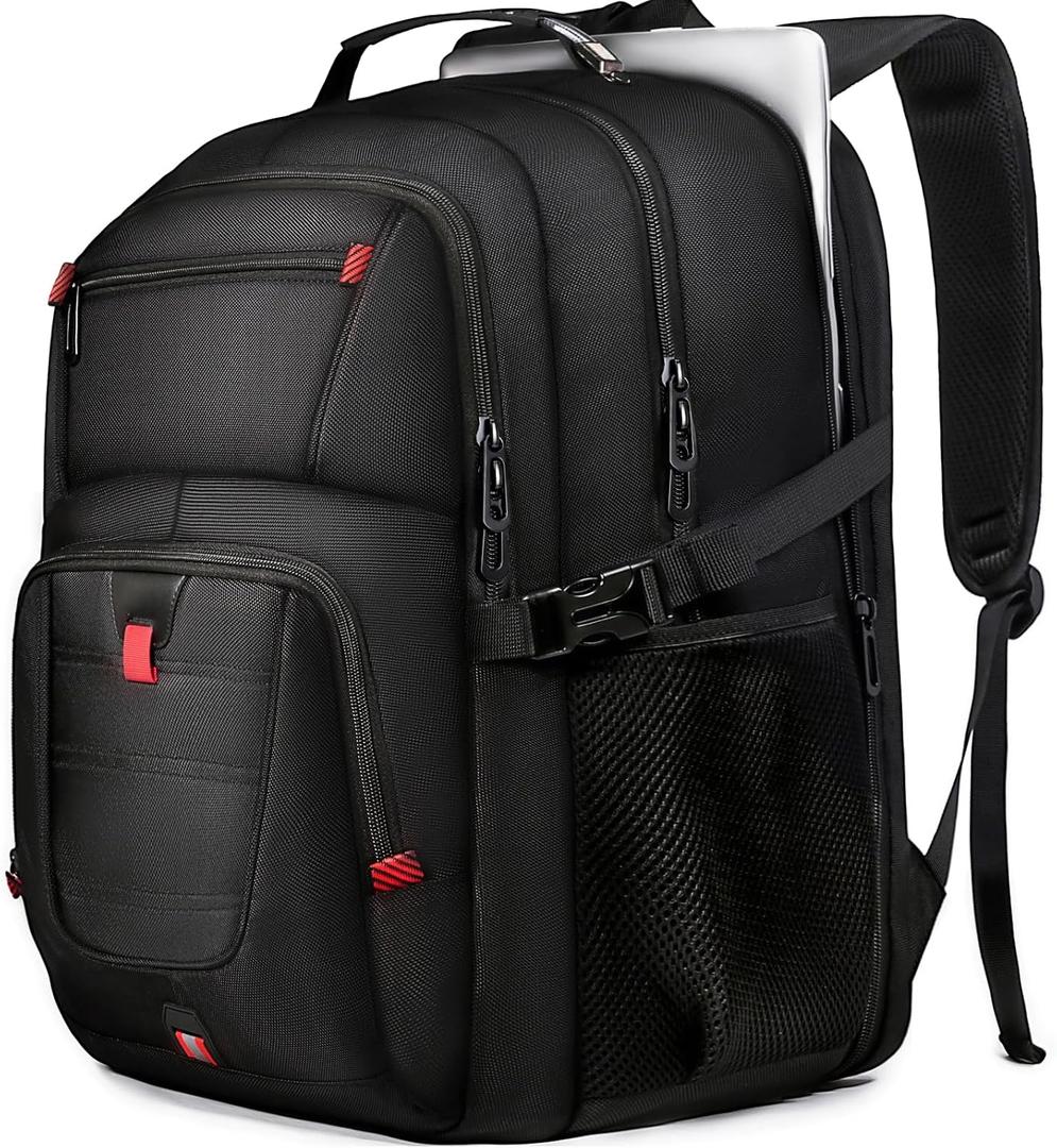 Large Travel Laptop Backpack for Men with LifetimeWarranty, Extra Large TSA Friendly Travel Backpacks for College High Airline Approved Business Work Bag Fits 17 Inch Computer, Black