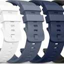 Vanjua 22mm Watch Bands Quick Release Replacement Wristband, 4 Pack Soft Silicone Waterproof Sport Straps Band for Men Women (Black+NavyBlue+BlueGrey+Grey)