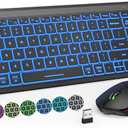 Wireless Keyboard and Mouse Bluetooth, Multi-Device Mini Keyboard, Switch up to 3 Devices, Slim Portable Travel Backlit Cordless Set, RGB Silent Mouse, for Mac, iOS, Android, Ipad (Black)