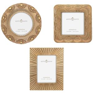 Classic Gold 1920s Mini Frame Set/Set of 3/2.5x2.5 & 2.5x3.5 In | For Tabletop Display | Perfect for Home Decor, Wedding, Graduation, Or Milestone Photos