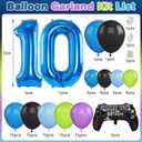 10th Birthday Video Game Balloons Arch, 10th Party Balloons Garland Kit 10th Birthday Supplies with Blue Number 10 Balloon Game Foil Balloons for 10 Year Old Teens Boys Decor