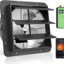 Kiroto 12 Inch Shutter Exhaust Fan, 1600 CFM High-Speed Vent Fan with Temperature and Timer Control, Wall-mounted Window Attic fan, Gable Fan with APP WIFI Remote Control, 12" Garage Exhaust Fan