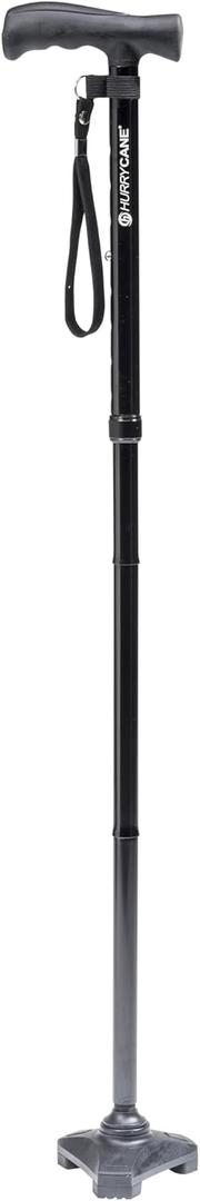 HurryCane Freedom Edition Foldable Walking Cane with T Handle (1 Count (Pack of 1), Black)