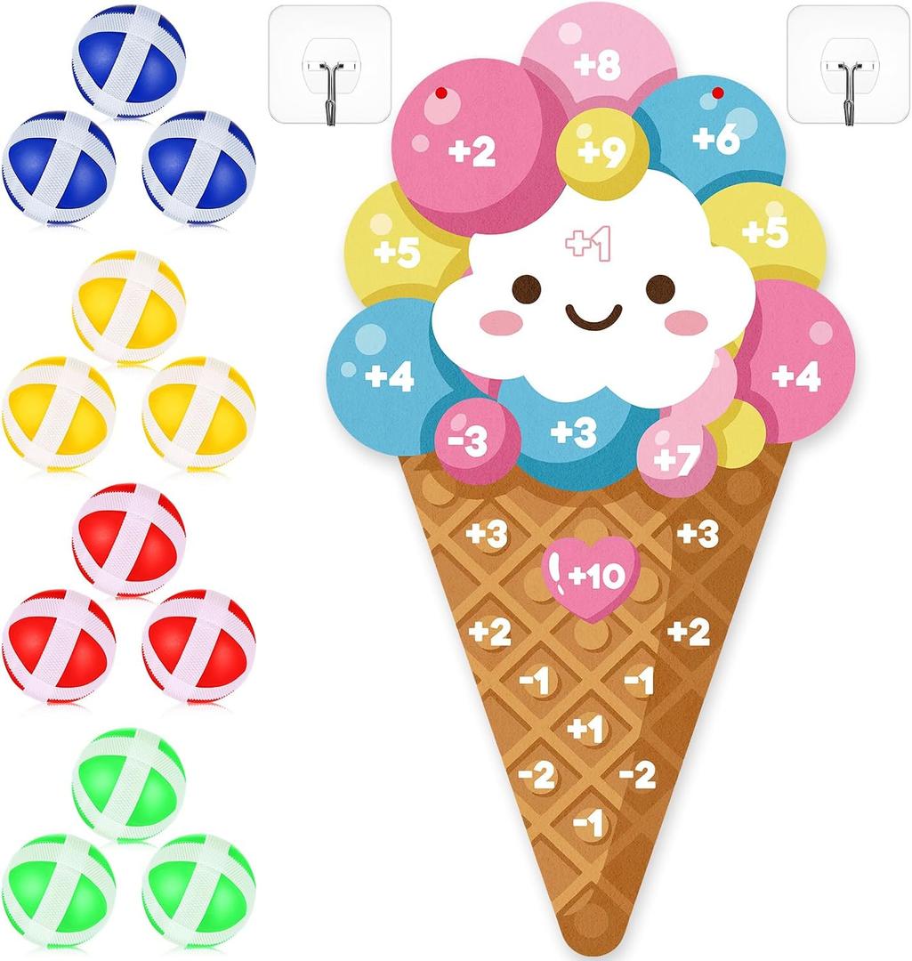 Ice Cream Dart Board 26 x 14 with 12 Sticky Balls Party Games