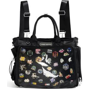 Large Ita Backpack Shoulder Tote Bag Crossbody Handbags with Insert,kawaiI Ita Purse,for Pin Display,Kpop Fan Anime (Pins NOT Included) (Black)