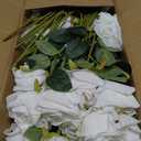 Hananona Artificial Roses in Bulk, Fake Velvet Silk Roses Realistic Rose for Wedding Centerpieces Flower Arrangement Home Decor (50, White)