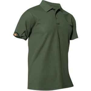 Men's Short Sleeve Polo Shirt Quick-Dry Performance Tactical Golf Shirts Regular-fit Jersey Tennis Shirt (X-Large, Army Green)