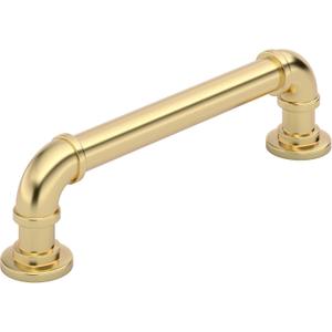 Richelieu Hardware BP2209128160 Steampunk Collection 5 1/16-inch (128 mm) Center-to-Center Satin Brass Vintage Round Cabinet and Drawer Pull Handle for Kitchen, Bathroom, and Furniture