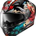 KYPARA Full Face Motorcycle Helmet with Internal Tinted Visor & DOT Approved for Moped ATV Cruiser Scooter, Samurai Spirit, Large