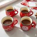 Sawysine Christmas Coffee Mugs Set of 4, 12 oz Ceramic Mug Gift Holiday Hot Cocoa for Family Mom Woman Friend Farmhouse (Candy Canes Style)