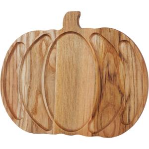 Halloween Pumpkin Shaped Board15" L x 12" W,2-in-1 Use Wood Kitchen Serving Tray Appetizer Serving Platter&Cutting Board, Divided Chip and Dip Tray Charcuterie1" ThickHalloween Decor Gifts
