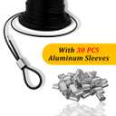 304 Stainless Steel Wire Rope Cable 3/32, Black Vinyl Coated - Outdoor Light Guide Wire for String Lights, Clotheslines - 1/16 Inch Overmolded to 3/32 Inch, 100ft