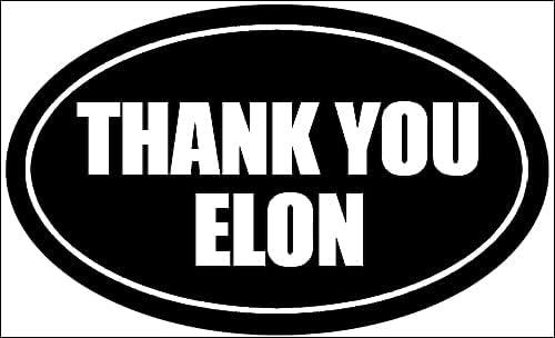 6 x Oval Thank You Elon Sticker (Support Ukraine Starlink Vinyl Decal for Cars Trucks and SUVs (3 x 5 Inches)