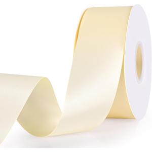 Ivory Ribbon, Double Face 2 Inch x Continuous 50 Yards Ivory Satin Ribbon for Gift Wrapping, Wedding Decoration and Floral Bouquets