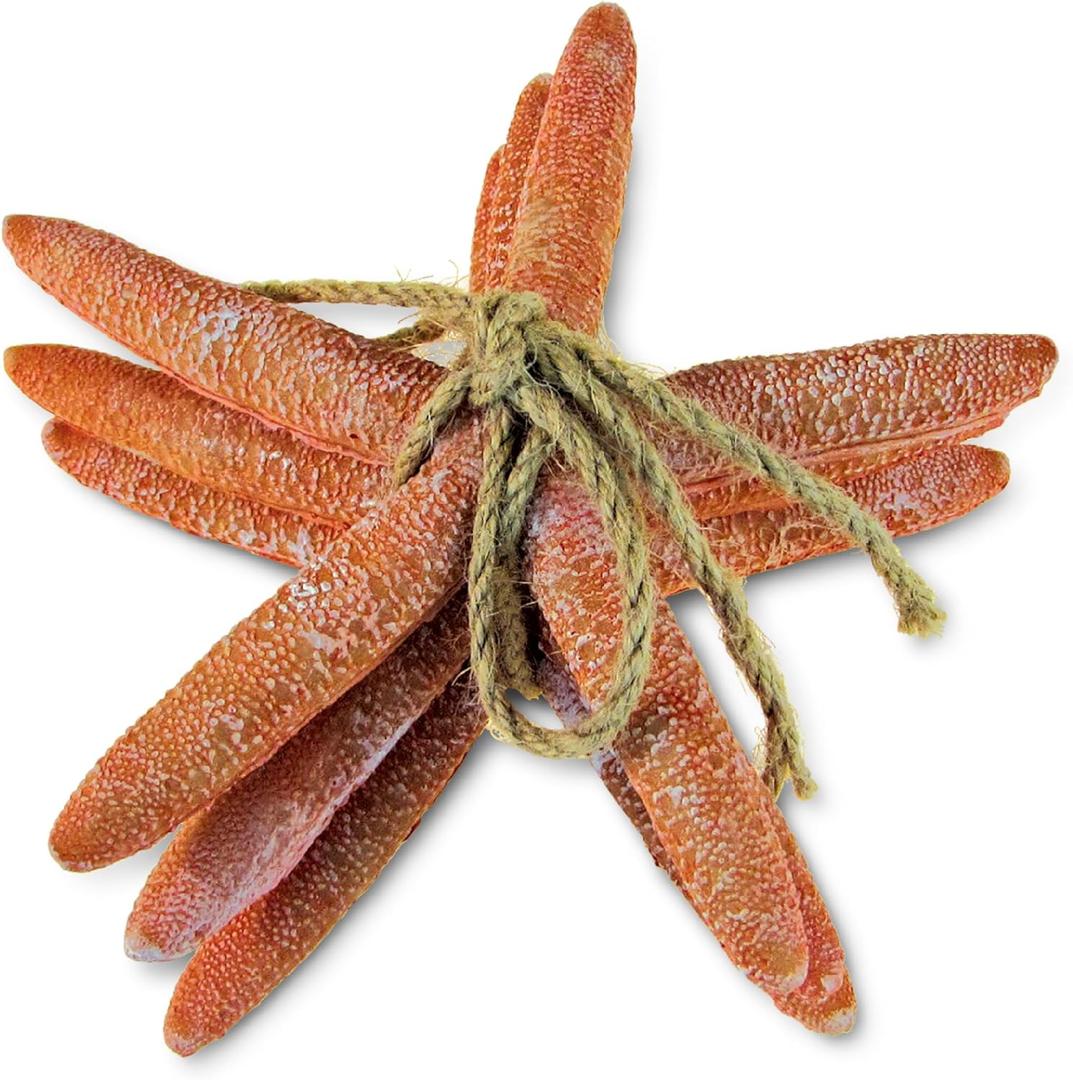 Puzzled Nautical Orange Starfish Set - Decorative Beach Style Tabletop Centerpiece, Realistic Resin Sea Coral Reef Starfishes for Home Decor - 3 Pieces, Handmade