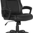 Classic Puresoft PU Padded Mid-Back Office Desk Chair with Armrest, Easy Assembly, Sturdy Metal Base, Wheels, 275lb Support, 26"D x 23.75"W x 42"H, Black
