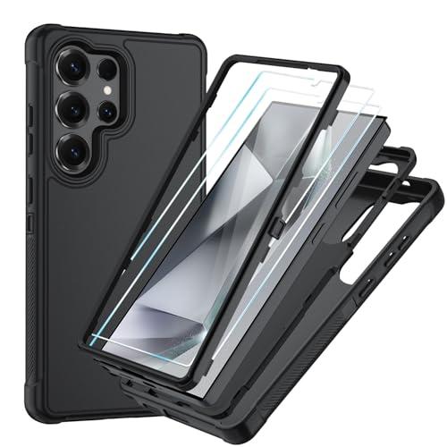 SunStory Compatible with Samsung Galaxy S24 Ultra 5G Case with HD Screen Protector,Heavy Duty Full-Body  Hybrid Protective Case for Galaxy S24 Ultra 6.8", Black