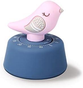 Mechanical Kitchen Timer, Cute Wind Up 60-Minute Manual Countdown for Kids, Classroom, Home, Study and Cooking (Pink Bird)