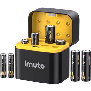 imuto Rechargeable 4 AAA and 4 AA Batteries Lithium with Charger,8 Pack 1.5 V Triple A Double A Batteries Rechargeable, Long Lasting Lithium Battery with Integrated Charging Storage Box(4AAA+4AA) imuto Rechargeable 4 AAA and 4 AA Batteries Lithium with Charger,8 Pack 1.5 V Triple A Double A Batteries Rechargeable, Long Lasting Lithium Battery with Integrated Charging Storage Box(4AAA+4AA)