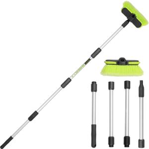 65”165cm Car Wash Brush Long Handle Soft Bristle Scrub Cleaning Mop with 4 Hand-held Places Extendable Washing Brushes Broom Kit for RV Boat Truck SUV Caravan Solar Panel House Siding, Sweep Snow
