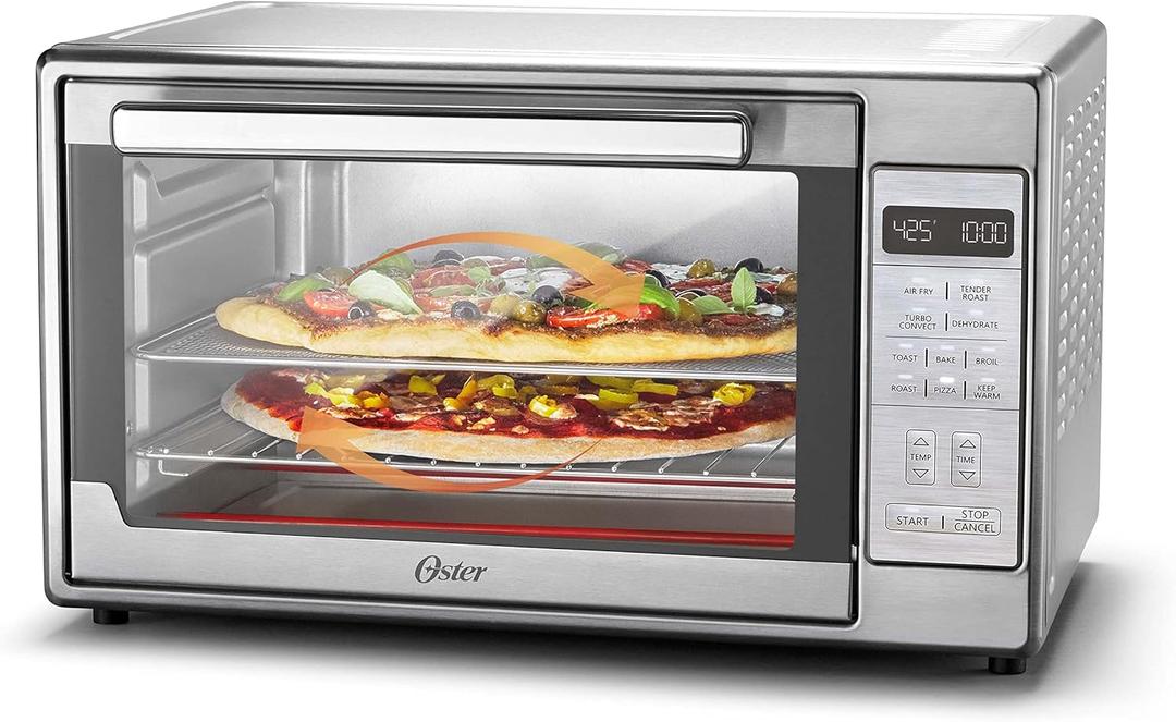 Oster Extra-Large Air Fryer Oven 10-in-1 Versatile Cooking Functions Fits 2 Large Pizzas Stainless Steel Perfect for Holiday Hosting