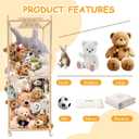 Stuffed Animal Storage Zoo with Wheels, Wooden Large Stuff Animals Plushies Holder, 22.5" D x 22.5" W x 64" H Toy Organizer Storage Cage with Elastic Band and Net for Nursery Playroom Bedroom