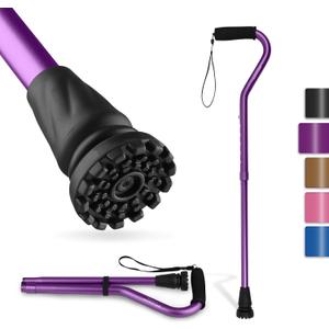 GPTCAMP Walking Cane and Walking Stick for Men Women,Lightweight Folding Canes with Offset Soft Cushioned Handle,Adjustable & Collapsible,Mobility & Leg Surgery Recovery, 17.32"
