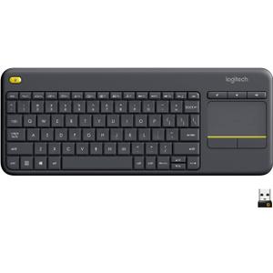 Logitech K400 Plus Wireless Touch TV Keyboard With Easy Media Control and Built-in Touchpad, HTPC Keyboard for PC-connected TV, Windows, Android, Chrome OS, Laptop, Tablet - Black