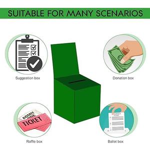 VOISEN Raffle Box,6 Pack Ballot Box with Slot, Donation Boxes for Fundraising,Cardboard Raffle Boxes with Slot and Removable Header for Collecting Business Card Voting Contest (Green)