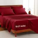 CozyLux Extra Deep Pocket Queen Sheet Set - 6 Piece Sheets Queen Size Bed Set - Fits Up to 21 inches Mattresses Queen SheetsBreathable Queen Bed Sheets & Pillowcases - Easy & Secure Fit, Dark Red