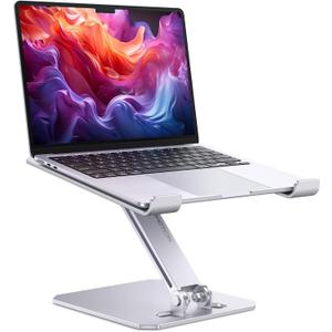 OMOTON Laptop Stand for Desk, Ergonomic Adjustable Computer Stand Aluminum Portable Desktop Laptop Riser Holder for MacBook Air Pro, Dell, HP and All Tablets Up to 15.6", Glossy Silver