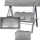 Outdoor Swing Canopy Replacement Cover, 75x47x7in 3 Seater Universal Porch Swing Canopy Top Cover Waterproof Windproof Sunshade for Outdoor Courtyard Patio Garden Hammock Chair (Gray)