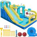 Bounce House, 8-in-1 Gameplay Mode Inflatable Bounce House for Kids, Sturdy and Durable Bouncy House with Blower, Family Backyard Bouncy Castle with Slide for Indoor Outdoor