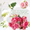 Jexine 12 Bundles Silk Artificial Peonies Flowers Faux Peony Bouquet Fake Peonies Artificial Flowers Bouquets for Vase Floral Arrangements Wedding Home Table Decoration (Rosy Red,Pink)