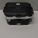 Eocolz Electric Lunch Box Food Heater 100W, Food Warmer with Dual Container 1.8L Portable Heated Lunch Box for Car Truck Work Stainless Steel Fork & Spoon 12/24/110V for Adults Lonchera Elctrica (Black)