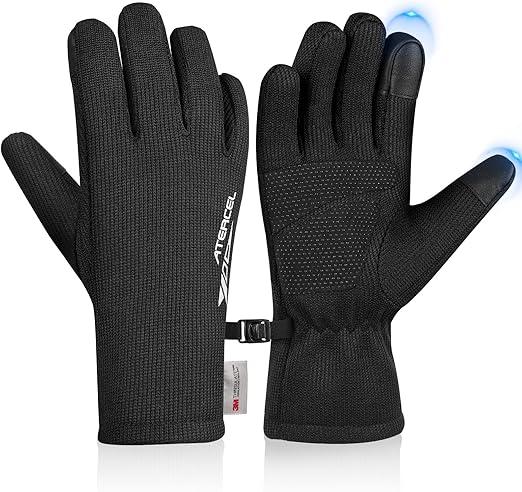ATERCEL 3M Thinsulate Winter Gloves Men Women, Waterproof Thermal Cold Weather Gloves, Touchscreen Snow SKI Skating Gloves Medium