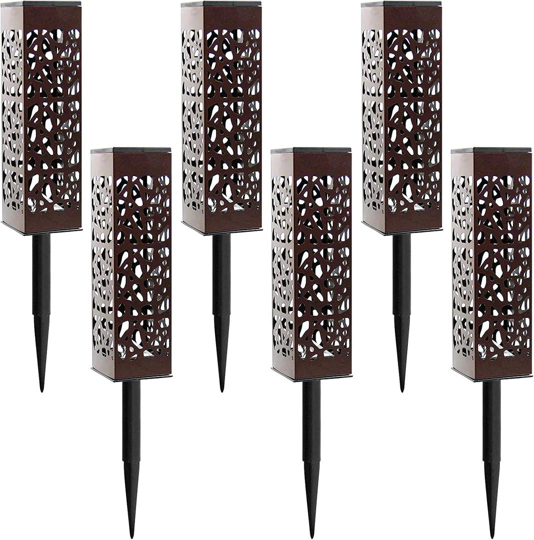 MAGGIFT Solar Pathway Lights, Outdoor Dual-use Upgrade Brown Stainless Steel Solar LED Lights, 8 Lumen Decorative Garden Light, Patio Lawn Driveway Landscape Decorations, Warm White, 6 pack