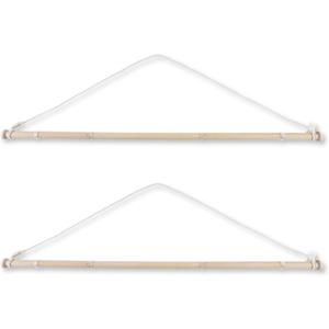 Beyeutao Wood Tapestry Hanging Telescopic Rod Wooden Tapestries Hanger Room Adjustable 16-28 Inch 2Pack Wall Hanging Bar Banner Hanger Pole with Finials.