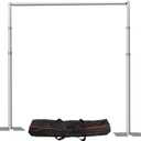 Pipe and Drap Backdrop Stand Kit ,10x 10ft Heavy Duty Adjustable Frame Backdrop Stand with Flat Base,Carry bag for Event, Birthday Party, displays and Wedding Decoration