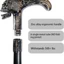 Walking Cane for Men & Women & Seniors - 36.5 Inch Heavy Duty 500+ lbs Capacity, Skull Ergonomic Handle, Decorative & Ornate Design, Gothic & Goth Elegant Black & Silver Artistry, Metal Cane