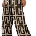 Women Drawstring Leopard Striped Straight Casual Pants (4-Geometric, M) | Color Block Side Striped, Leopard Print, Straight Leg Oversized Pants, Wide Leg Loose Pants (M)
