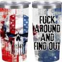 20oz with Straws Lids,Insulated Cup Reusable Stainless Steel Travel Tumbler,Cupholder Friendly,Gifts for Women Her Mom Wife Female Sister Coworkers (Skull Flag)