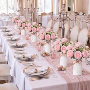 6 Sets Wedding Floral Centerpiece for Table Decor, Light Pink
