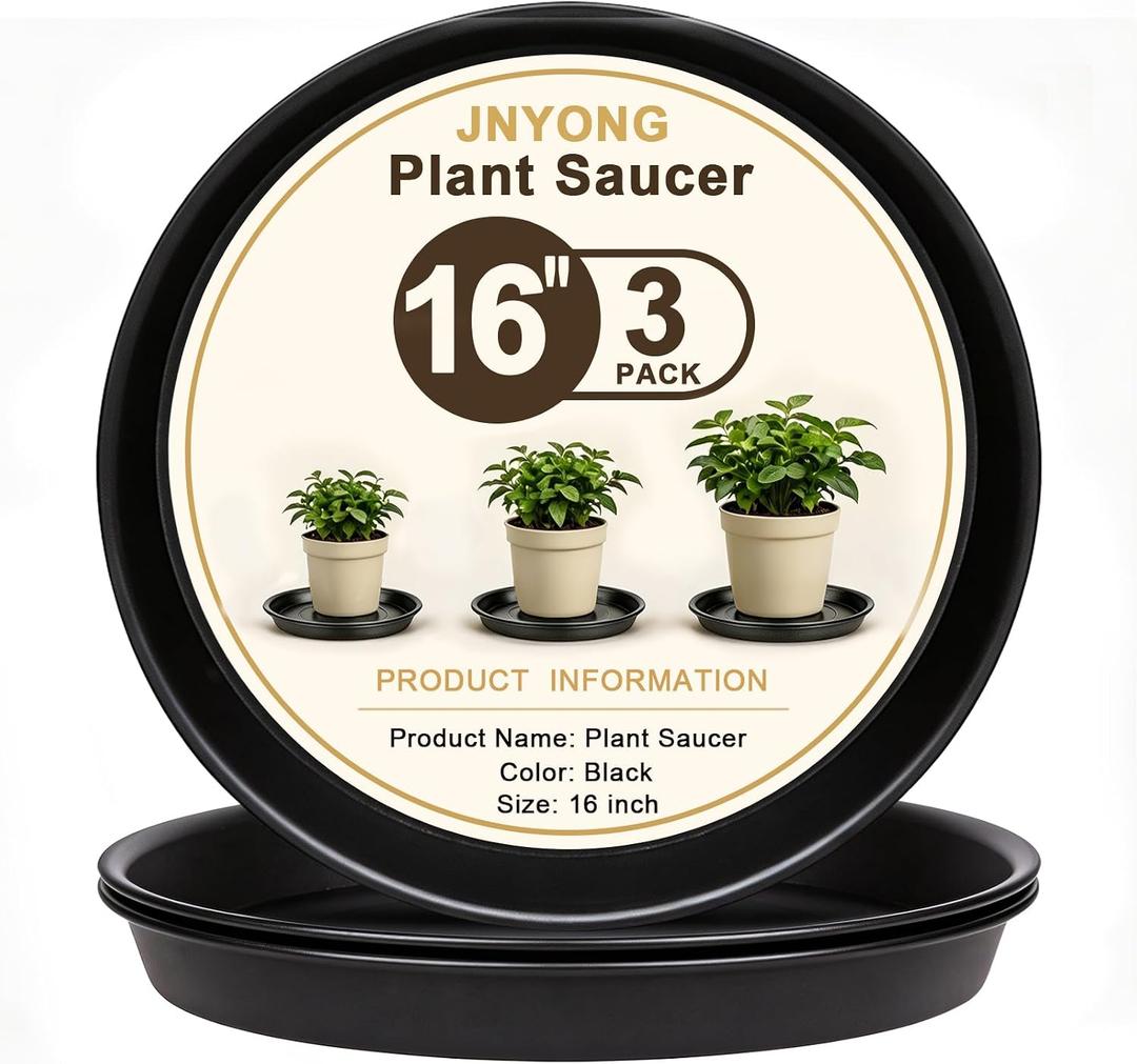 16inch 3 Pack Black Circular Plant Saucer Tray