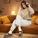 Vilanva Platform Slippers for Women Cozy Fur Lined Slip on Mary Jane Winter Shoes Warm Comfy House Slippers for Indoor Outdoor (8.5, Taupe)