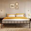 Metal Bed Frame Platform with Headboard & Footboard Heavy Duty Sturdy Foundation Storage Space Squeak Resistant Easy Assembly,NO Box Spring Needed,King (King Bed Frame)