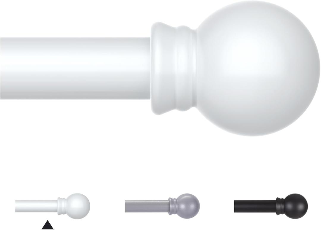 Curtain Rods for Windows 30-62 Inch, 5/8" White, Stainless Steel Small Curtain Rods for Bedroom, Living Room, Kitchen, Farmhouse, Outdoor