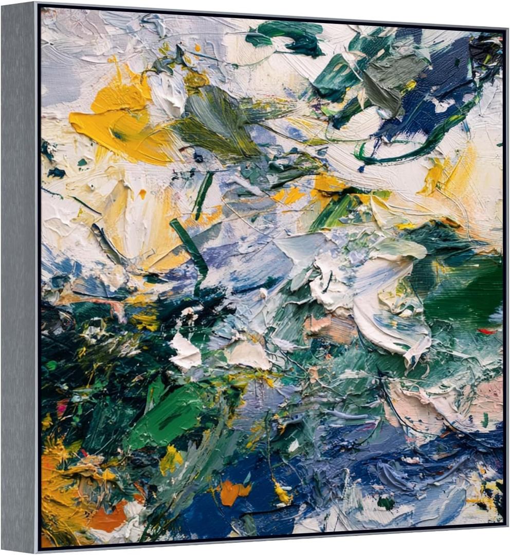 Canvas Frame for 36x36 Art Prints Oil Paintings, 1.5" Deep DIY Metal Square Floating Frames for Landscape Portrait Living Room Fireplace Decor, Horizontal or Vertical Display (Gray)